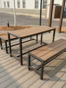 인기 판매 WPC 정원 가구 - 어울리는 벤치가 있는 상업용 야외 테이블