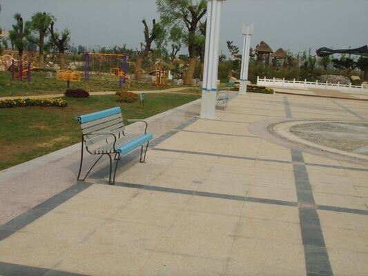 공공 정원 안뜰 WPC 나무 판금 등받이 없는 좌석 벤치 외부 야외 공원